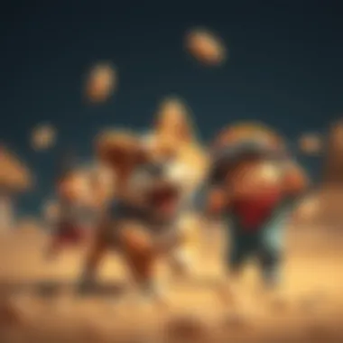 A scene depicting a dog engaging in a fun adventure with children