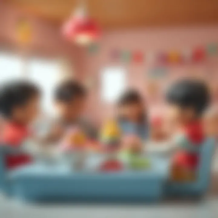 Family enjoying a fun game session with ice cream play set