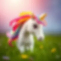 A vibrant unicorn with a rainbow mane