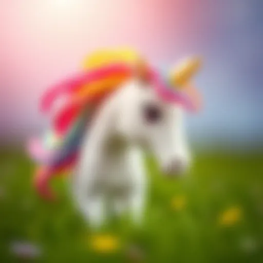 A vibrant unicorn with a rainbow mane