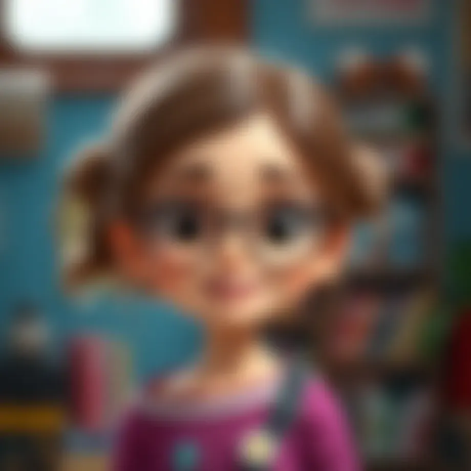 A charming animated character inspiring girls through education