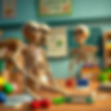 Educational setting with skeleton toys enhancing learning
