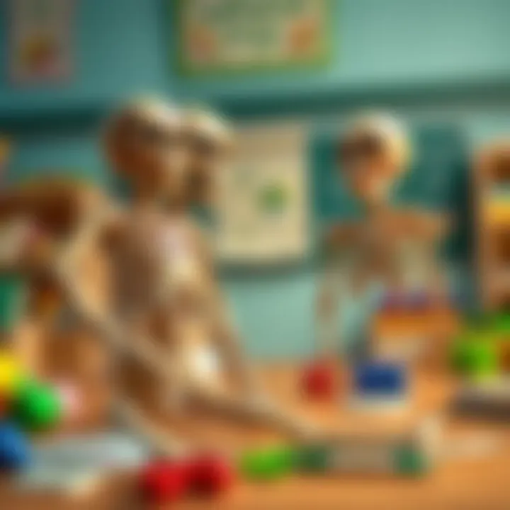 Educational setting with skeleton toys enhancing learning