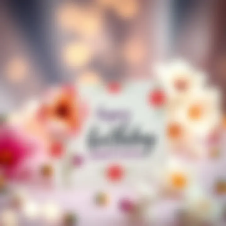 An elegantly designed birthday card featuring floral patterns and soft colors