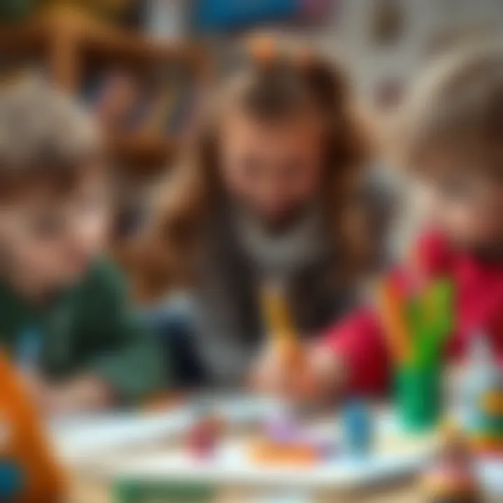 Nurturing Creativity: Children at Work Children engaged in art activities using an art journal