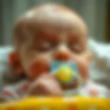 A serene baby peacefully sucking on a pacifier