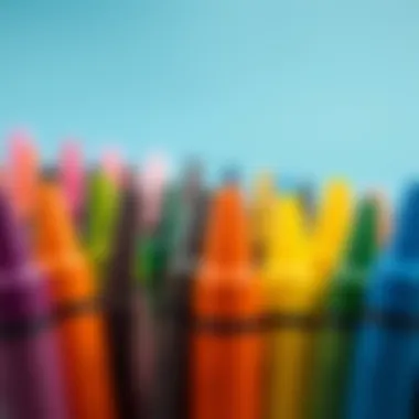 Close-up of Faber Castell Jumbo triangular crayons with color names