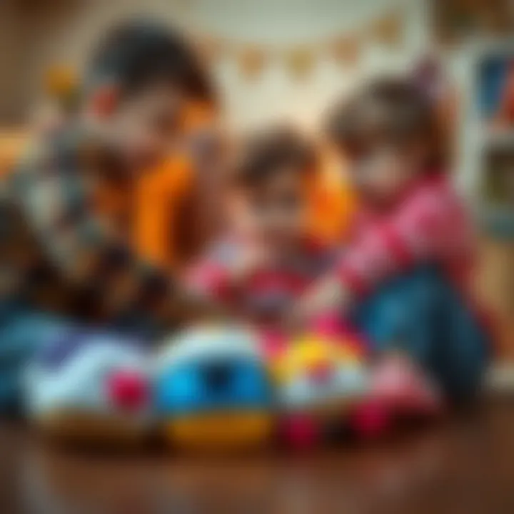 Social Interaction Through Play A child interacting with friends while wearing character slippers