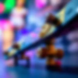 A detailed view of a sophisticated fingerboard tech deck showcasing intricate designs.