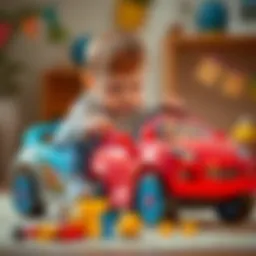Child playing with Fisher Price car