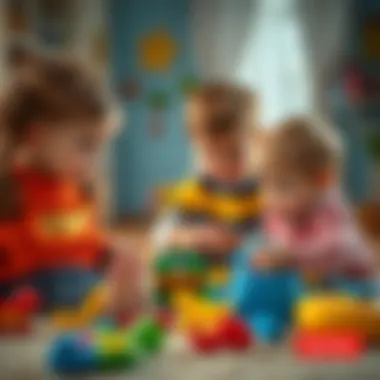 Children interacting while playing with toys