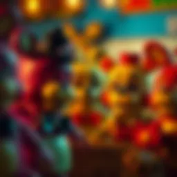 Detailed illustration of Five Nights at Freddy's toy designs