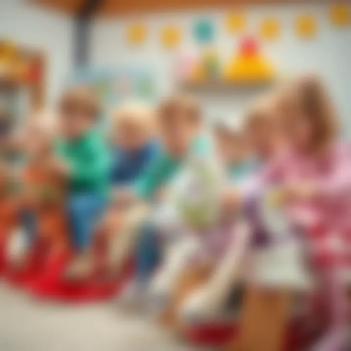 Group of children enjoying playtime with rocking horses