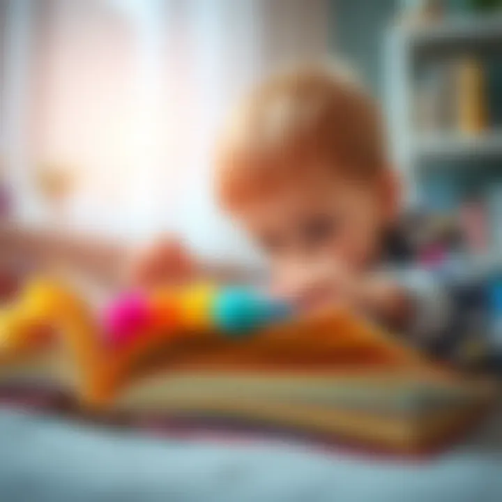 Exploration of Colorful Pages Child exploring colorful pages of a crinkly book