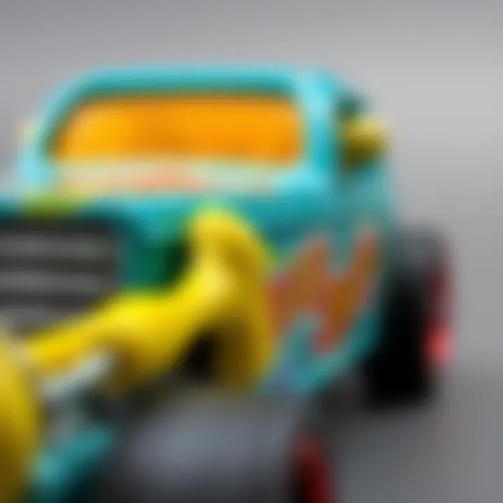Close-up of the Hot Wheels Bone Shaker details