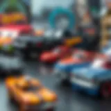 A nostalgic collection of Hot Wheels cars and Fast and Furious vehicles showcasing their designs.