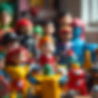 Diverse Figurines in Play A diverse selection of figurines representing various characters