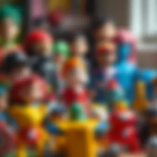 Diverse Figurines in Play A diverse selection of figurines representing various characters