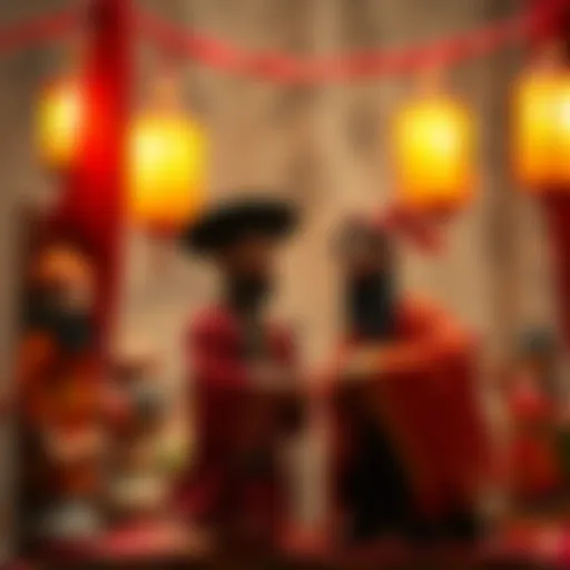 Traditional puppet set depicting Karagöz and Hacivat