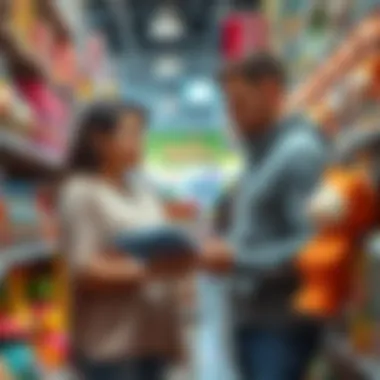 Parents evaluating baby products in a store