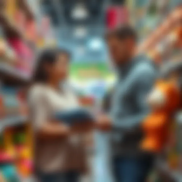 Parents evaluating baby products in a store