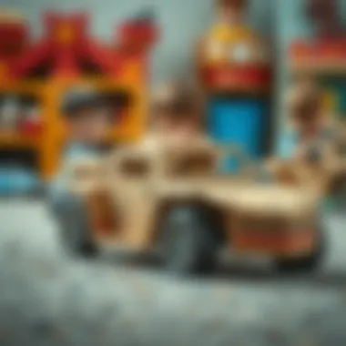 Children engaging in imaginative play with cardboard cars