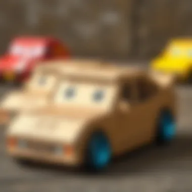 Creatively designed cardboard cars ready for play