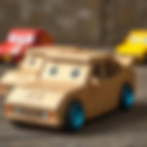Creatively designed cardboard cars ready for play