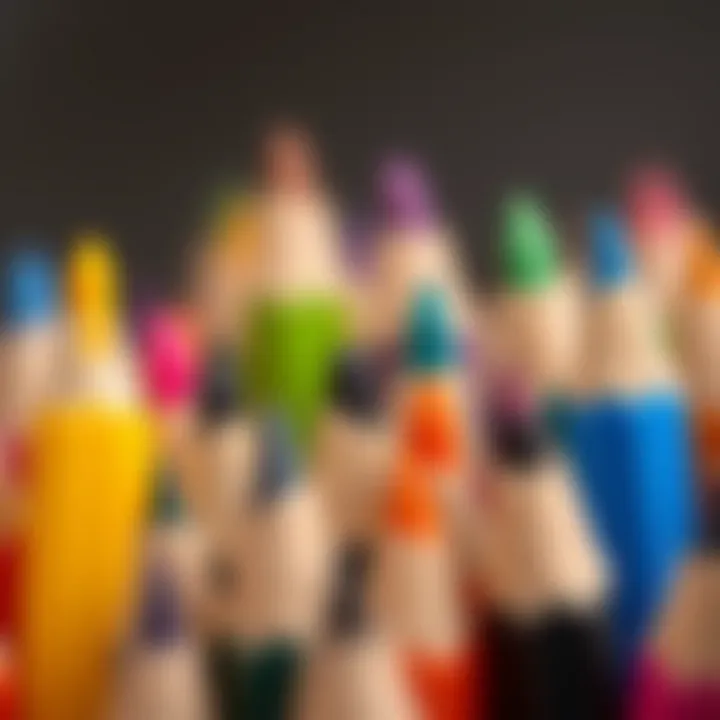 A close-up of various felt tip pen tips showcasing their different shapes and sizes