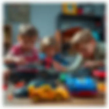 Children's Playtime with Fast and Furious Hot Wheels Children engaged in play with Hot Wheels and Fast and Furious themed toys, highlighting creativity.