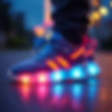 Close-up of the safety features of light-up shoes