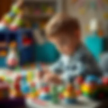 Creative Play with Collection Items Child engaged in play with creative collection items