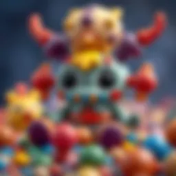 Colorful kumsmal creation with imaginative shapes