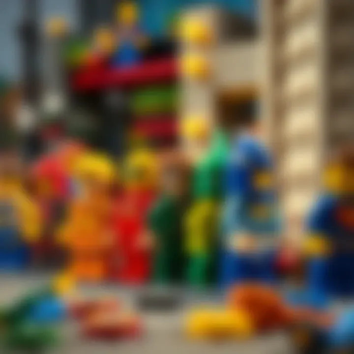 A timeline illustration depicting the evolution of Lego figures through the decades