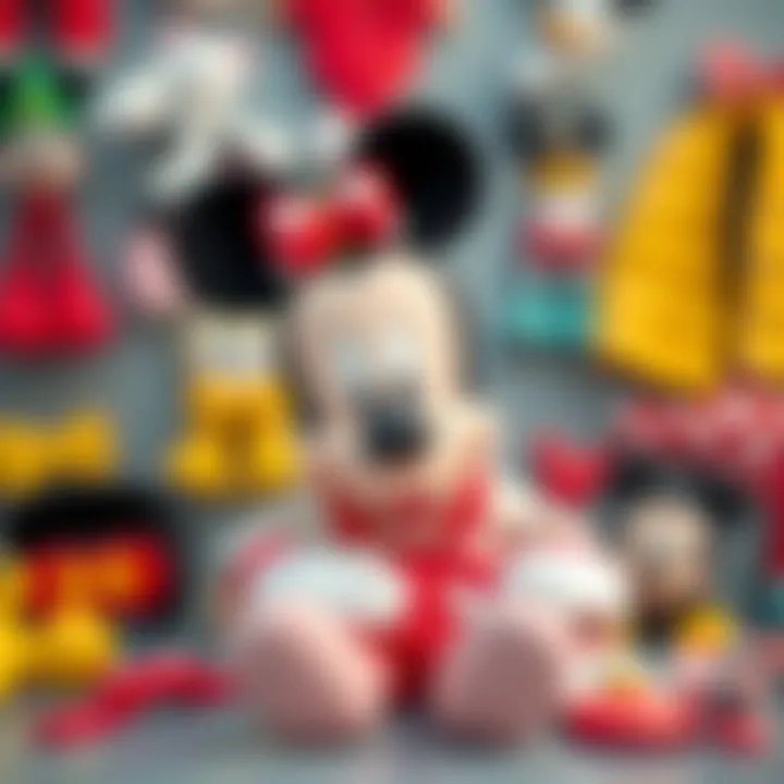 A stylish display of Mickey Mouse themed accessories for babies