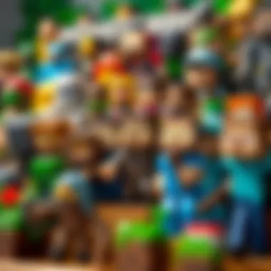 A collection of various Minecraft figures on display