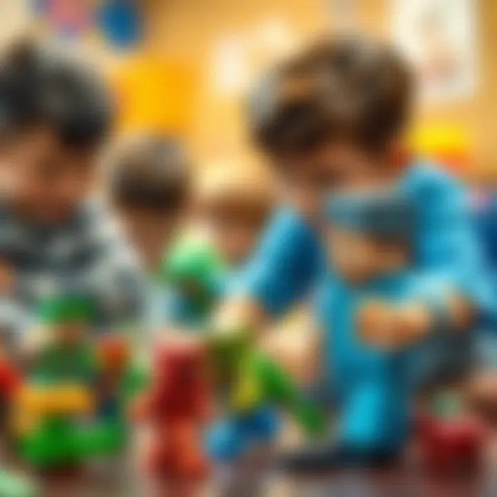 Children engaging with Minecraft figurines in a learning environment