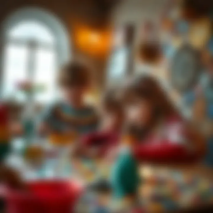 Children engaged in mosaic art activity