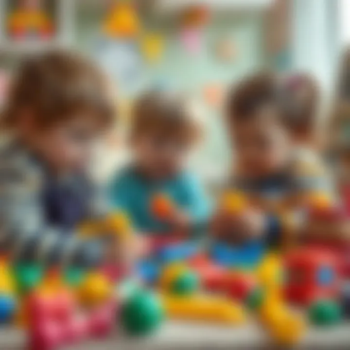 Children playing with age-appropriate toys