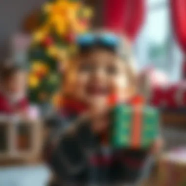 A joyful child receiving a gift
