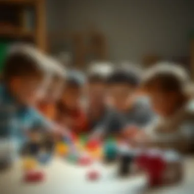 A diverse group of children engaged in a collaborative play activity