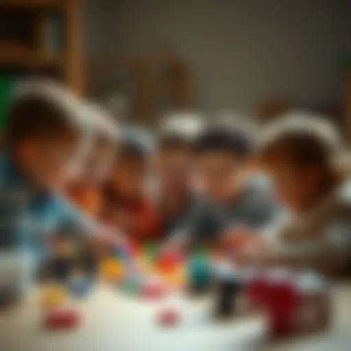 Collaborative Play Among Children A diverse group of children engaged in a collaborative play activity