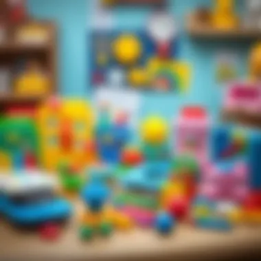 A colorful array of educational toys laid out on a table.