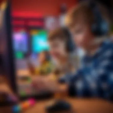 Children collaborating in a virtual game environment