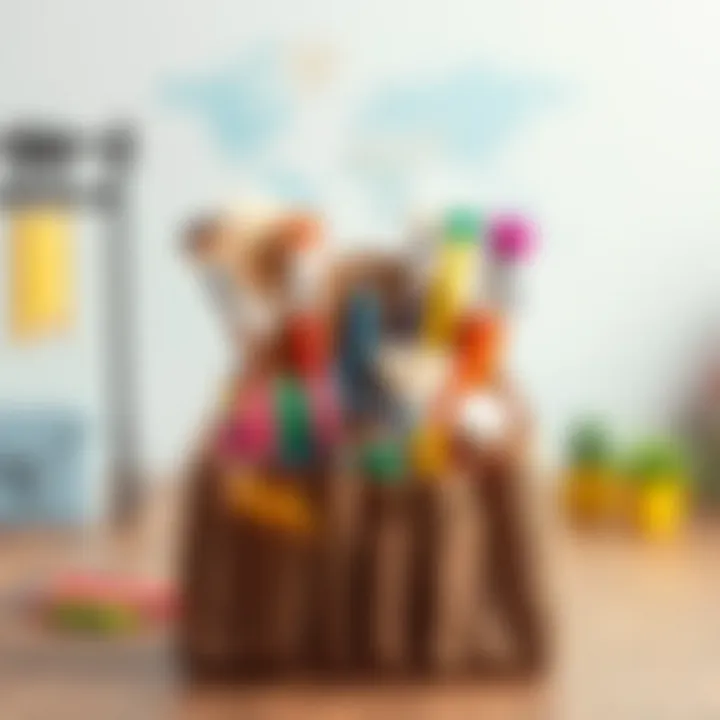 An organized paint set bag showcasing essential art supplies for teachers