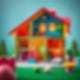 A colorful toy house showcasing various rooms and furniture
