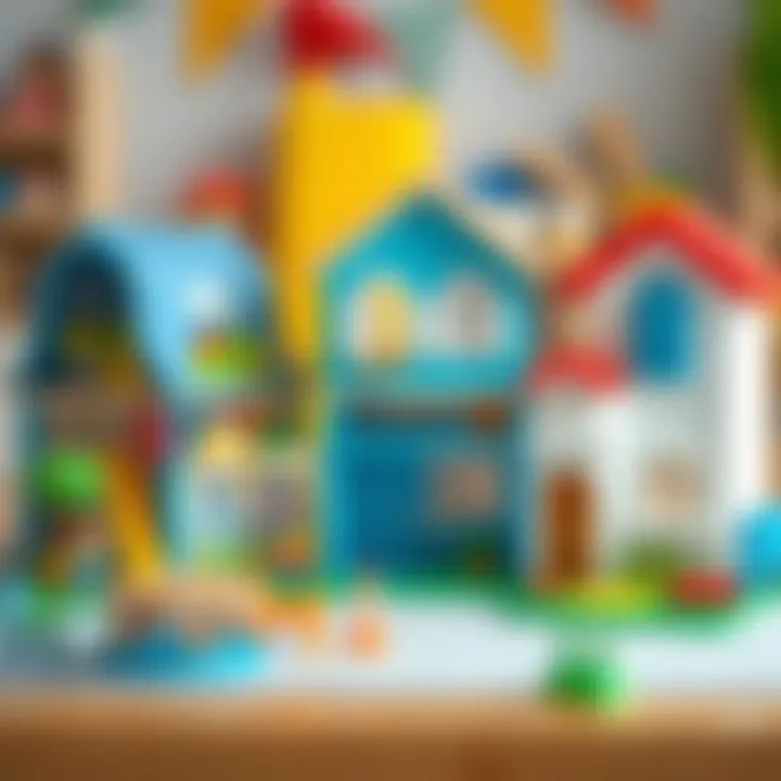 An educational setup with toy houses that promote social skills among kids
