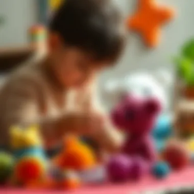 Children engaging with a crochet toy set