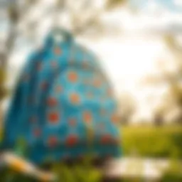 Charming daisy patterned school bag on a sunny day