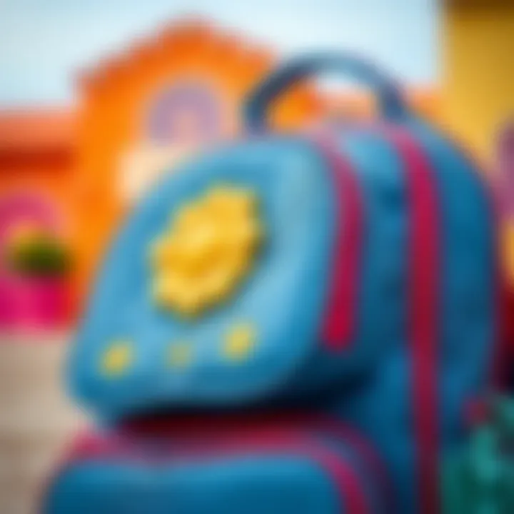 Close-up of the daisy school bag showcasing its unique design